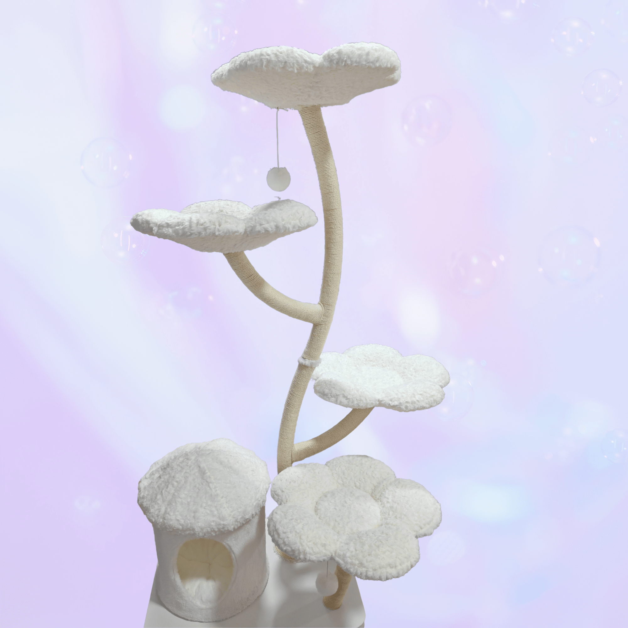 Meowera Cat trees Cloud Sherpa Eve White Flower Cat Tree