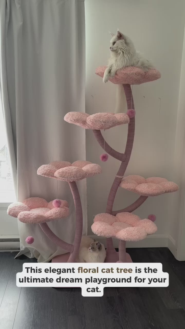 Elysian Pink and Green Flower Cat Tree